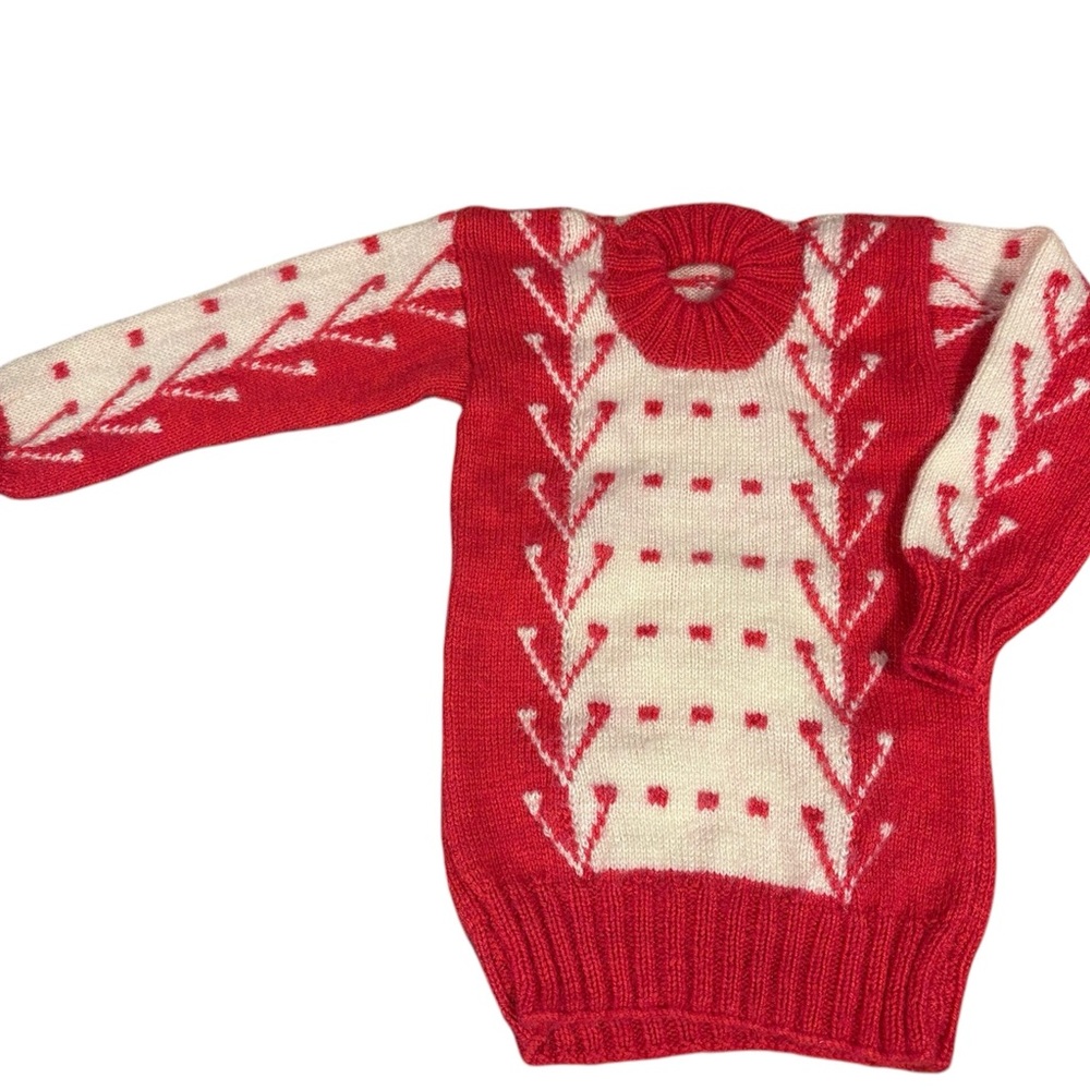 Red and White Patterned Sweater
